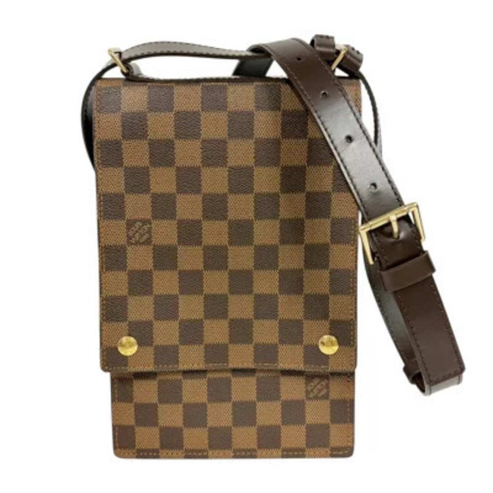 Louis Vuitton Portobello Damier Shoulder Bag Canvas Leather Brown
